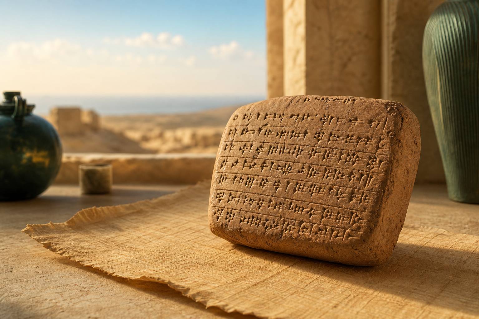 Tablette d argile ancienne avec ecriture cuneiforme antiquite musee