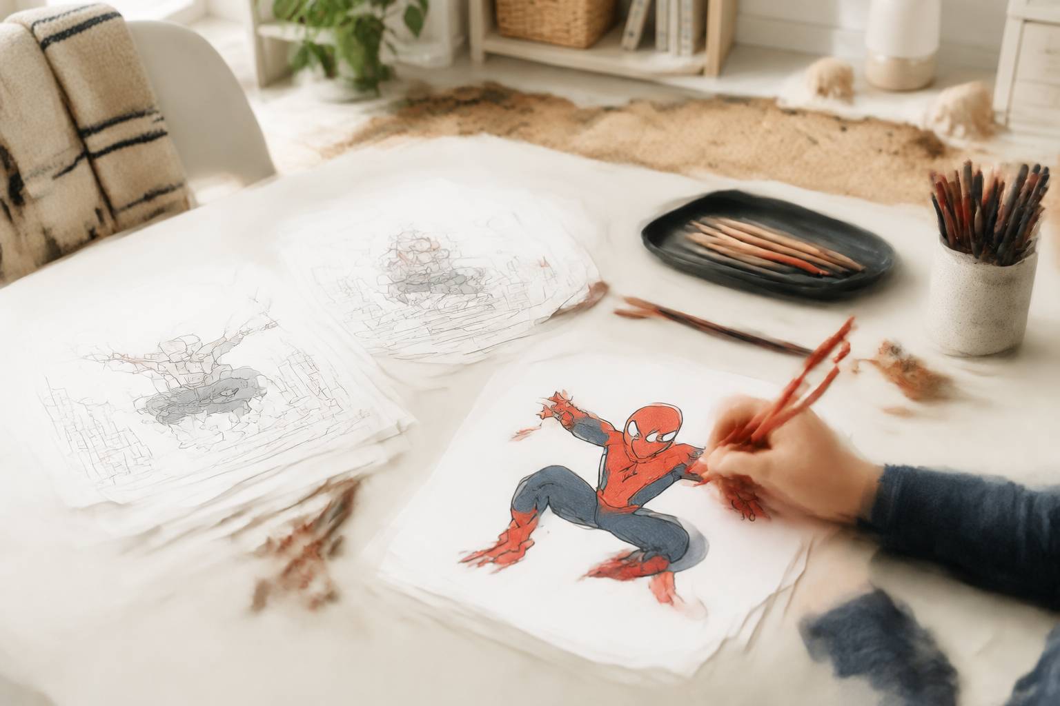 Illustration éditoriale du sujet : coloriage spidey → écarté (hors-sujet livre / trafic kids)